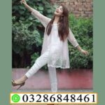 White Open Net Shirt Dress In Pakistan