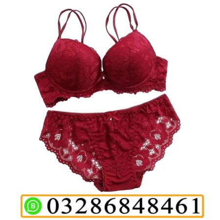 Ladies Maroon Bra Panty Set Pakistan