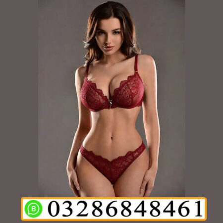 Seductive Red Floral Lace Bra And Panty Set