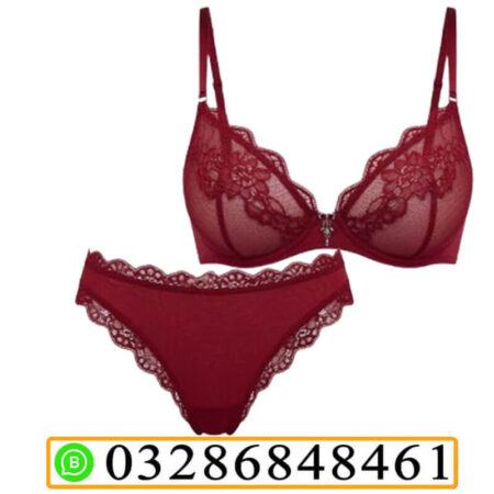 Seductive Red Floral Lace Bra And Panty Set In Pakistan