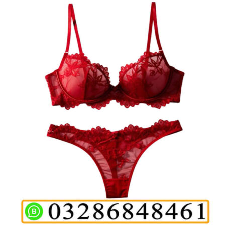 Sexy Red Lace Bra Panty Set - Push Up Lingerie in Pakistan